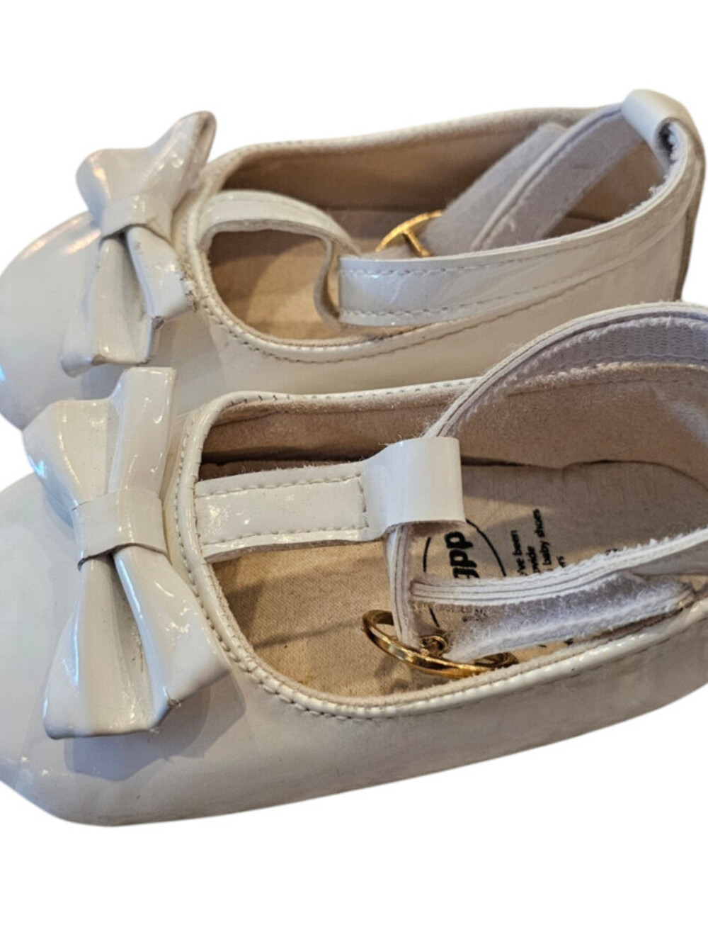 Myggpp Baby Girls Sz 6M Mary Jane Formal Shoes White Faux Leather